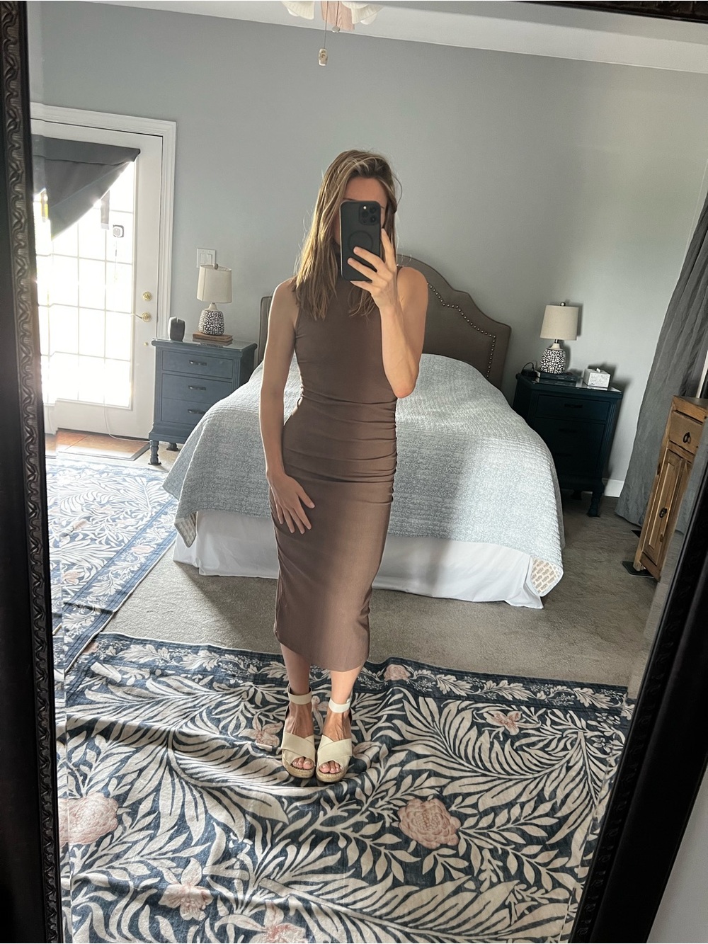 Cider Brown Midi Bodycon Dress